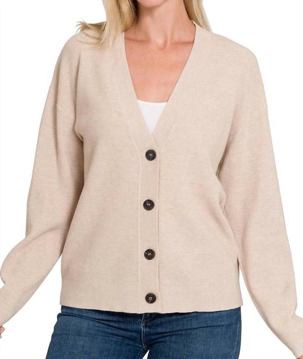 NEW ZENANA viscose sweater cardigan in bone